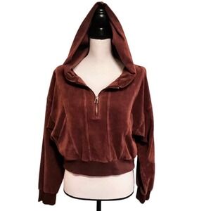 Daily Practice by Anthropologie Cropped Velour Corduroy Hoodie Jacket Medium